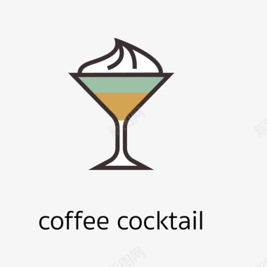 简单咖啡鸡尾酒的图标矢量图图标