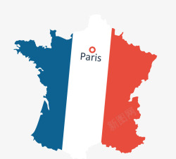 蓝白红三色枫叶法国旗帜矢量图素材