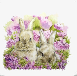 花丛中的兔子素材