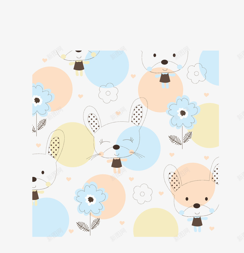 手绘小兔子海报矢量图ai免抠素材_88icon https://88icon.com 创意 卡通 小兔子 彩色的 手绘的 简单 矢量图