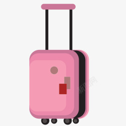 卡通扁平化粉红色的行李箱矢量图素材