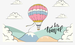 旅游热气球一起旅游度假热气球矢量图高清图片