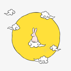 月亮上的小兔子矢量图素材