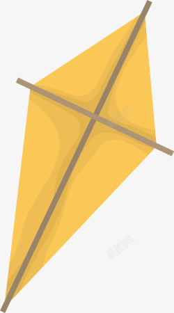 手绘黄色风筝素材