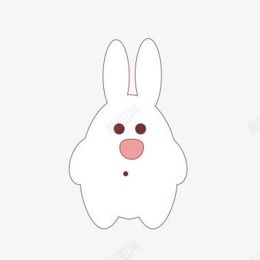 毛茸茸的小动物白色小兔子的可爱图标图标