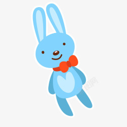 卡通蓝色的兔子公仔矢量图素材