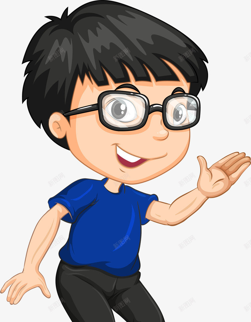 欢迎手势的帅气男孩png免抠素材_88icon https://88icon.com 动漫卡通人物欢迎手势 可爱男孩 帅气男孩 开心 戴着眼镜 手舞足蹈 欢迎手势