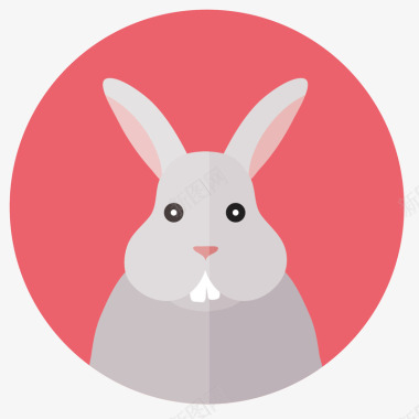 灰色兔子免抠兔子头像图标元素矢量图图标