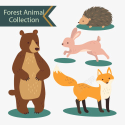 绘可爱的森林动物收藏矢量图素材