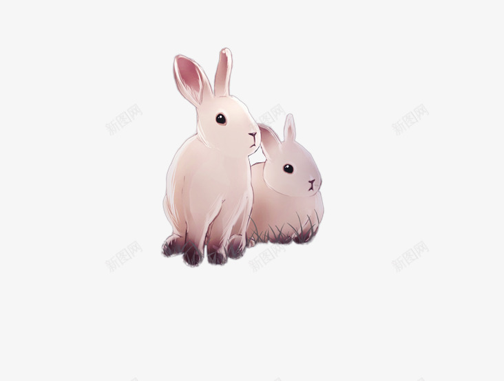 水彩两只小兔子png免抠素材_88icon https://88icon.com 兔子 可爱 梦幻 水彩素材