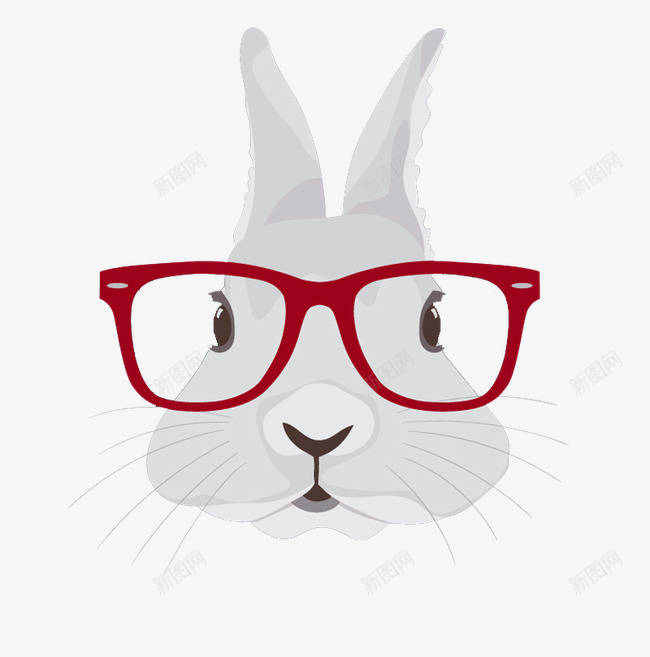 戴眼镜的兔子头png免抠素材_88icon https://88icon.com 兔子头 卡通 红眼镜