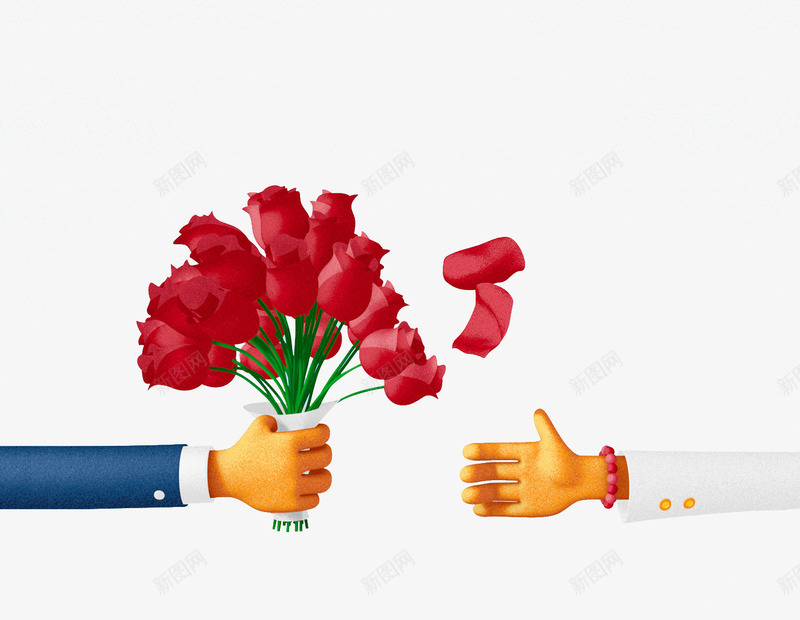 手绘送花手势png免抠素材_88icon https://88icon.com 卡通 手势 玫瑰 红色 送花 鲜花