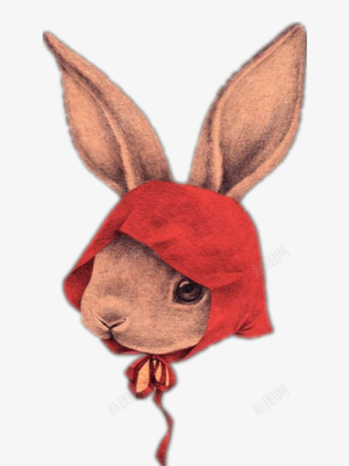 可爱的手绘小兔子png免抠素材_88icon https://88icon.com 可爱的兔子 戴红帽子的兔子 手绘 漂亮的兔子