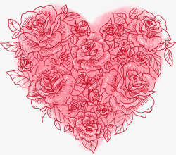 浪漫粉红色玫瑰花矢量图素材