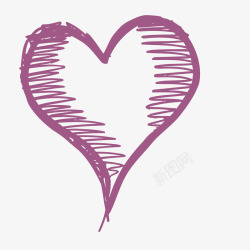紫色线条涂鸦爱心素材