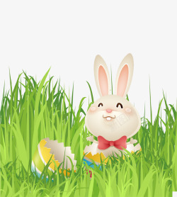 清新草地可爱兔子复活节插画素材