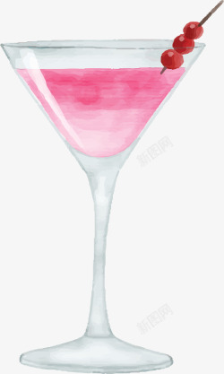 粉红色水彩夏天果汁矢量图素材