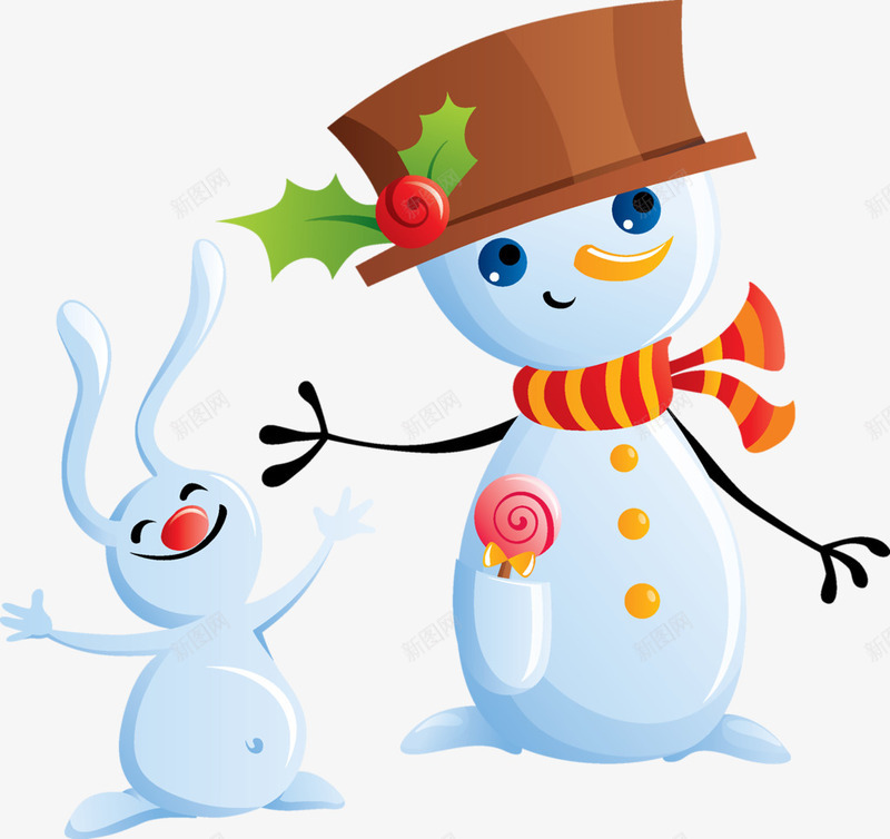 雪人带红色帽子的雪人卡通兔子png免抠素材_88icon https://88icon.com 兔子 卡通 帽子 红色 雪人