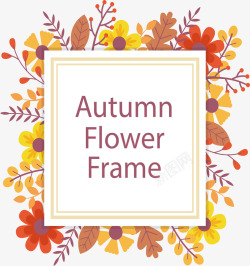 秋天花朵树叶标题框素材