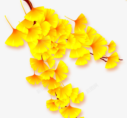 秋季枫叶psd免抠素材_88icon https://88icon.com 秋季漂浮的枫叶 金黄色枫叶 黄枫叶