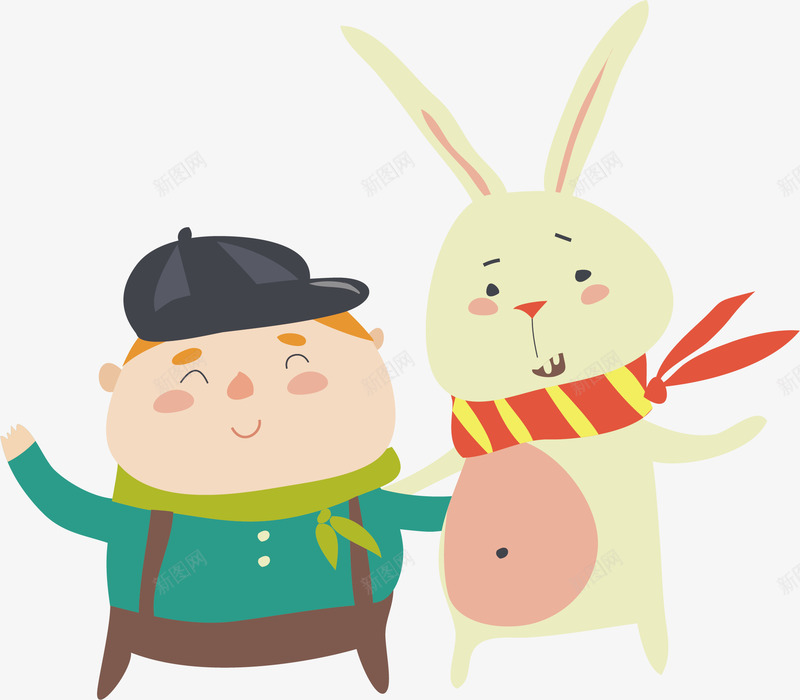 跳舞的男孩和兔子矢量图ai免抠素材_88icon https://88icon.com 兔子 卡通手绘 孩子 水彩 男孩 跳舞 高兴 矢量图