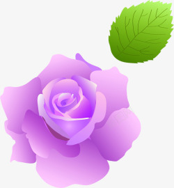紫色卡通分层玫瑰树叶素材