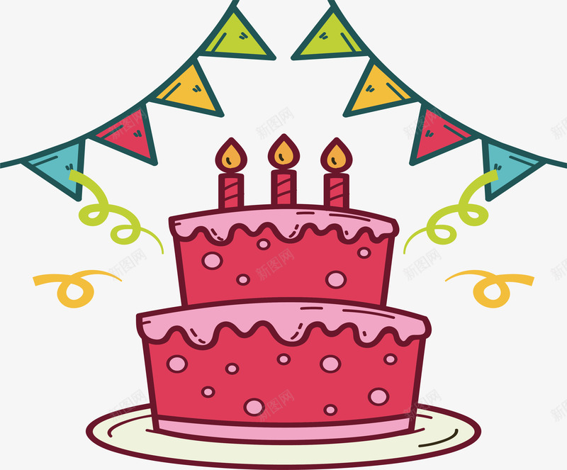 粉红色生日蛋糕矢量图eps免抠素材_88icon https://88icon.com 手绘蛋糕 生日蛋糕 矢量png 粉红色 粉色蛋糕 蛋糕 矢量图
