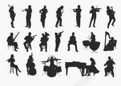 音乐家的组合元素音乐家的轮廓集高清图片