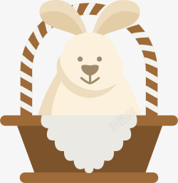 篮子里的小白兔矢量图素材