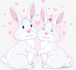 卡通情侣兔子爱情矢量图素材
