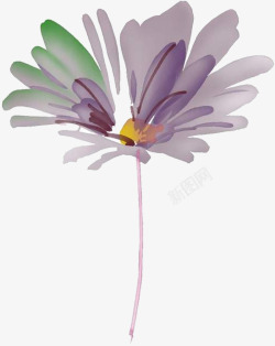 紫色手绘分层花朵素材
