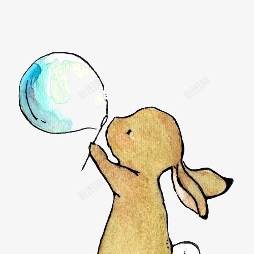 兔子在吹泡泡png免抠素材_88icon https://88icon.com 卡通兔子 吹泡泡 手绘 玩耍