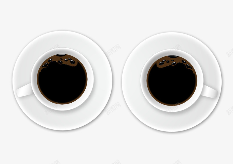 两只咖啡杯psd分层png免抠素材_88icon https://88icon.com 俯视图 咖啡 咖啡杯