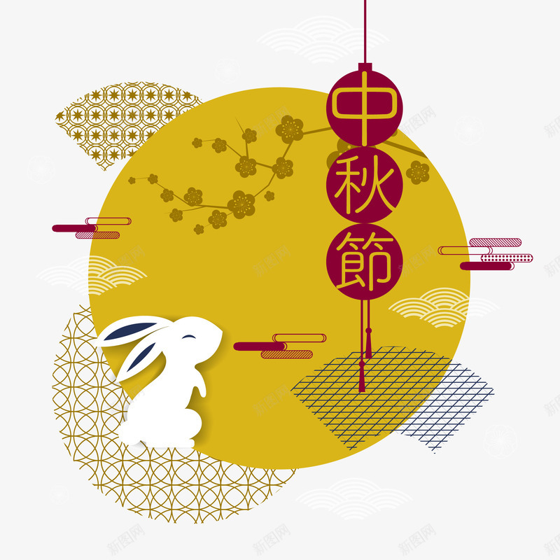 卡通手绘中秋佳节png免抠素材_88icon https://88icon.com 中秋佳节 创意 动漫动画 卡通手绘 彩色兔子 简约 装饰