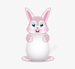 抱鸡蛋的小兔子抱彩蛋的小兔子矢量图高清图片