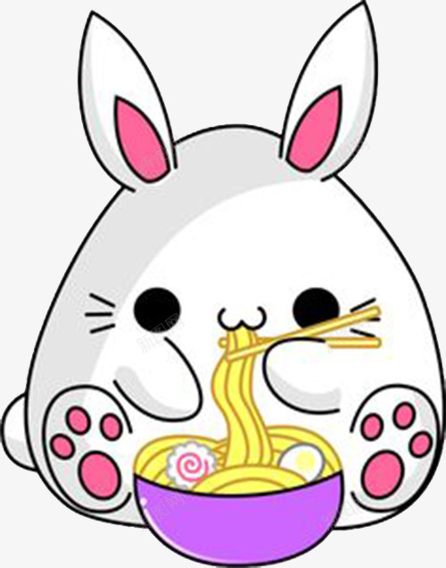 卡通兔子吃拉面png免抠素材_88icon https://88icon.com 卡哇伊 可爱 吃面卡通 标签 白色