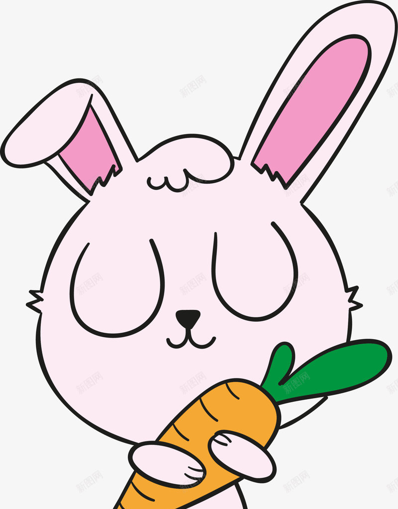 复活节抱着胡萝卜的兔子png免抠素材_88icon https://88icon.com 可爱兔子 复活节 开心 抱着胡萝卜的兔子 粉色兔子 闭着眼睛