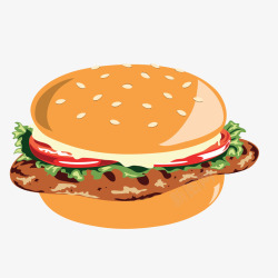灰色圆弧汉堡食物元素矢量图素材
