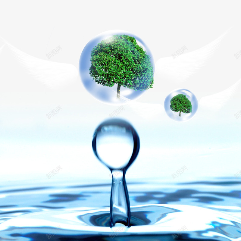 水滴里的树psd免抠素材_88icon https://88icon.com 树 水滴 水珠 透明的水滴