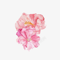 小清新简约水彩手绘粉红色花朵素材