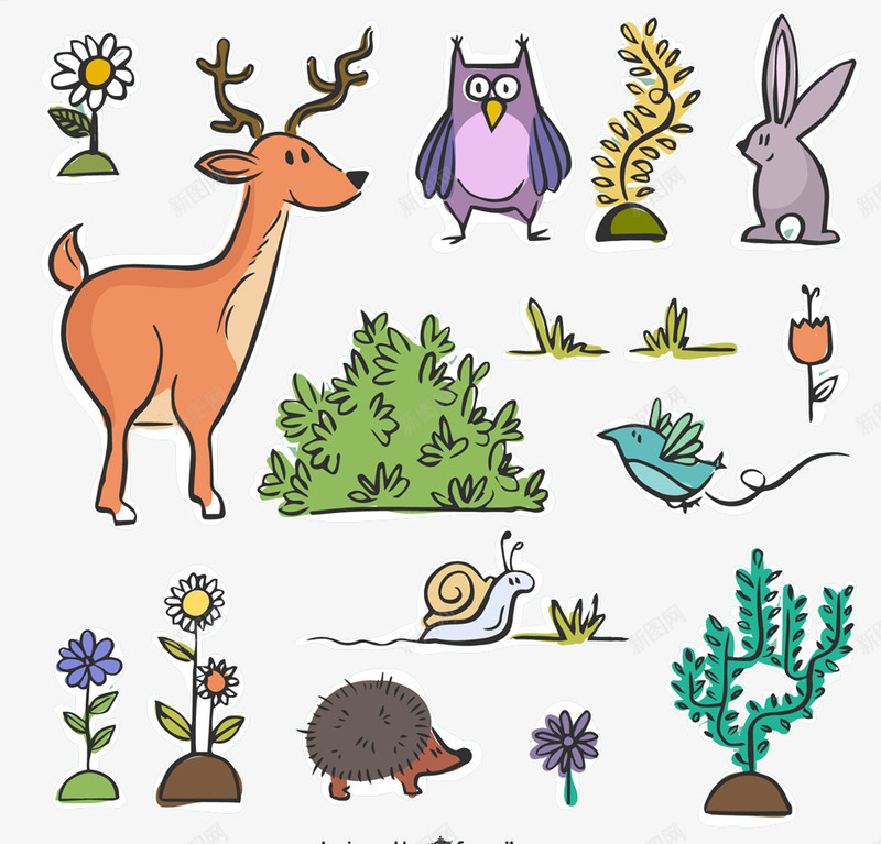 动物简图png免抠素材_88icon https://88icon.com 兔子 刺猬 动物 卡通 图案 橙色 绿色 蜗牛