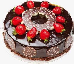 草莓巧克力黑蛋糕平面装饰素材