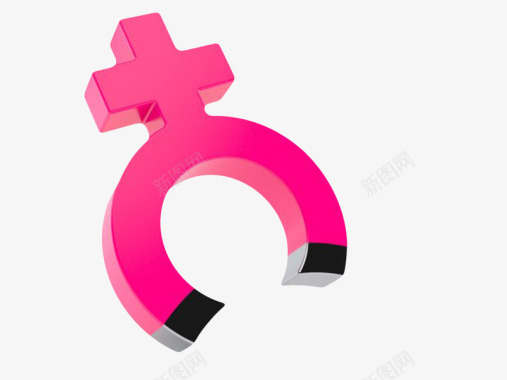 排斥力粉红色天然磁石女性符号u型吸铁图标图标