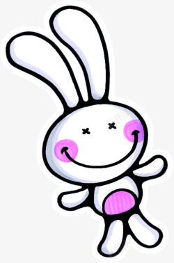 可爱卡通白色兔子创意开心素材