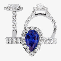 产品实物水滴形蓝宝石戒指素材