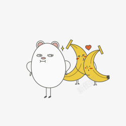 搞笑香蕉卡通兔子和香蕉图高清图片