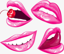 四个PNG高清粉红色的四个唇高清图片