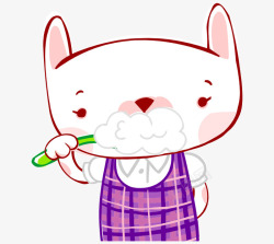 卡通手绘可爱兔子刷牙素材