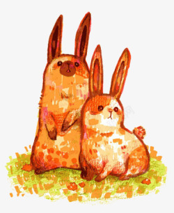 手绘中秋兔子装饰元素素材