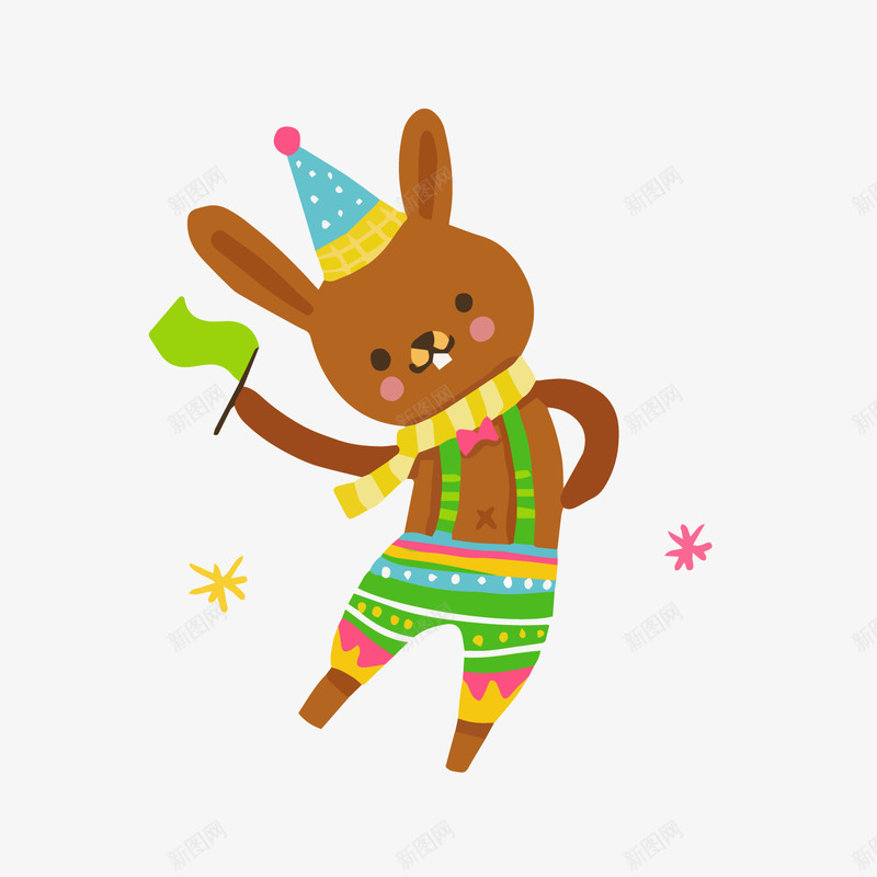 庆祝生日兔子png免抠素材_88icon https://88icon.com 卡通兔子 卡通动物 小兔子 生日装饰 穿衣服的兔子 过生日兔子